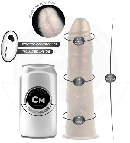 COCK MILLER - GODE AVEC VENTOUSE, LUMIÈRES ET VIBRATIONS AVEC TÉLÉCOMMANDE BLANC 19,5 CM by COCK MILLER
