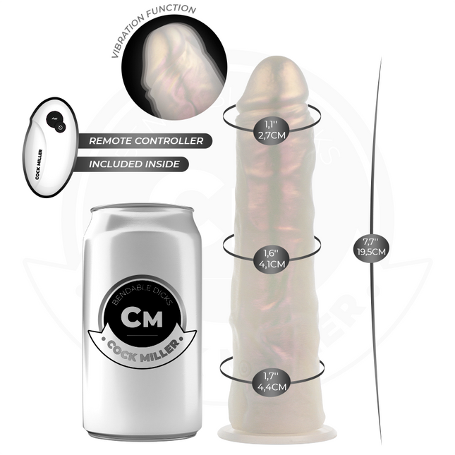 COCK MILLER - GODE AVEC VENTOUSE, LUMIÈRES ET VIBRATIONS AVEC TÉLÉCOMMANDE BLANC 19,5 CM by COCK MILLER