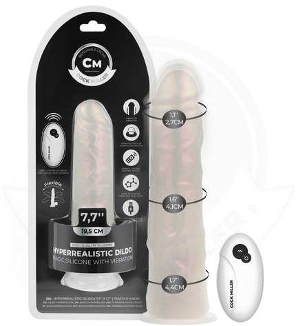 COCK MILLER - GODE AVEC VENTOUSE, LUMIÈRES ET VIBRATIONS AVEC TÉLÉCOMMANDE BLANC 19,5 CM by COCK MILLER