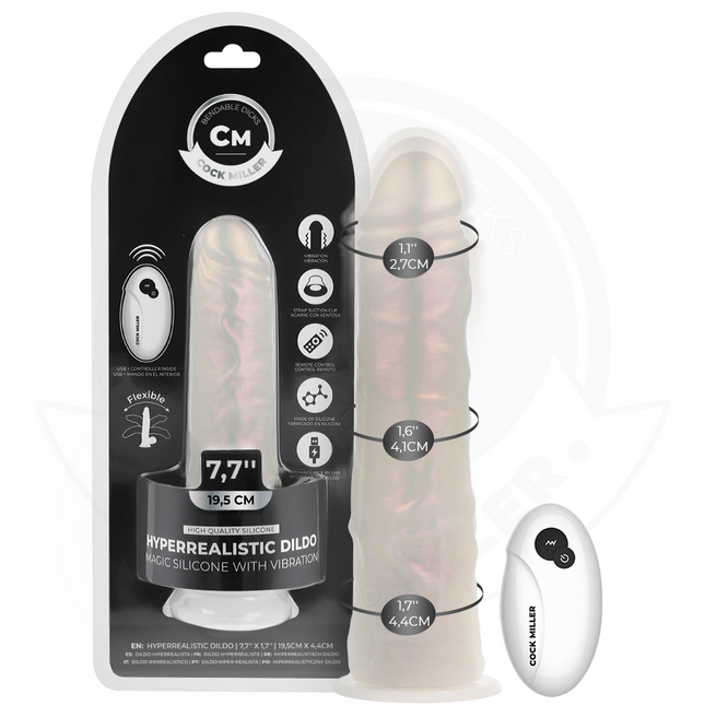 COCK MILLER - GODE AVEC VENTOUSE, LUMIÈRES ET VIBRATIONS AVEC TÉLÉCOMMANDE BLANC 19,5 CM by COCK MILLER