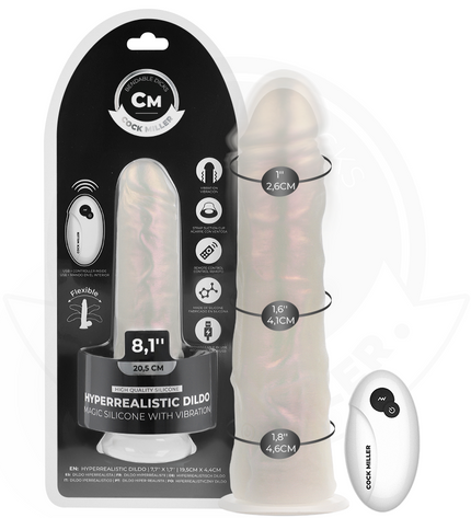 COCK MILLER - GODE AVEC VENTOUSE, LUMIÈRES ET VIBRATIONS AVEC TÉLÉCOMMANDE BLANC 20,5 CM by COCK MILLER