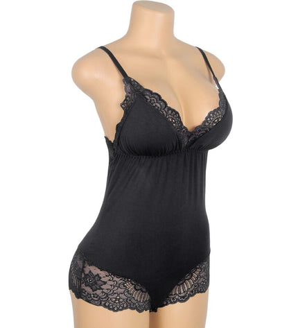 SUBBLIME - TEDDY DÉTAIL DENTELLE FLORALE NOIR L/XL by SUBBLIME BODIES