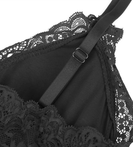 SUBBLIME - TEDDY DÉTAIL DENTELLE FLORALE NOIR L/XL by SUBBLIME BODIES
