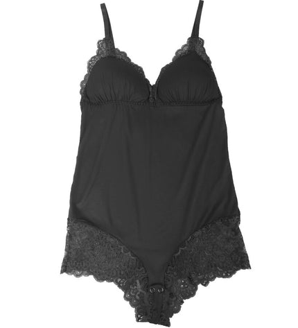 SUBBLIME - TEDDY DÉTAIL DENTELLE FLORALE NOIR L/XL by SUBBLIME BODIES