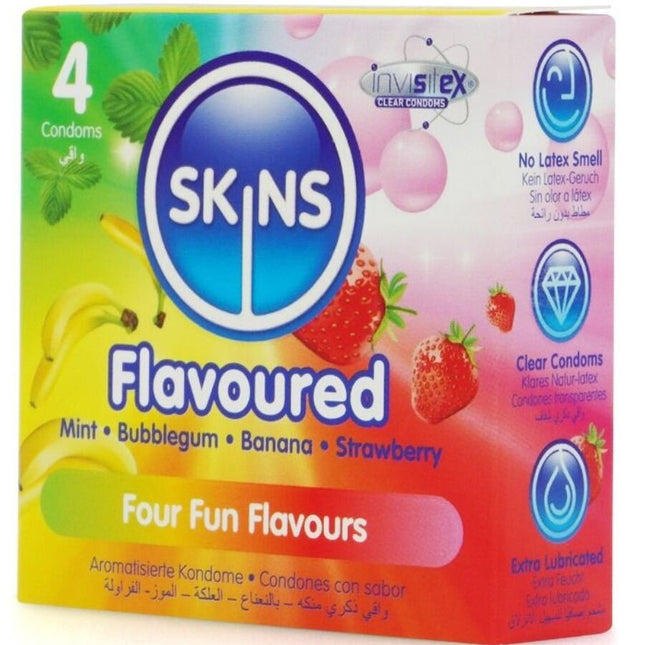 SKINS - PACK DE 4 PRÉSERVATIFS PREMIUM MULTI-SAVEURS by SKINS
