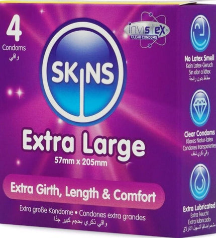 SKINS - PACK DE 4 PRÉSERVATIFS EXTRA LARGES PREMIUM by SKINS