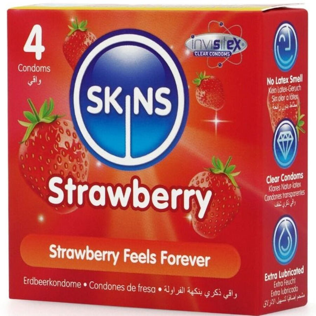 SKINS - PACK DE 4 PRÉSERVATIFS PREMIUM FRAISE by SKINS