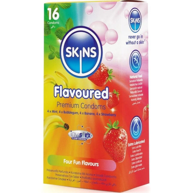 SKINS - PACK DE 16 PRÉSERVATIFS PREMIUM MULTI-SAVEURS by SKINS