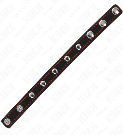 KINK - ANNEAU PÉNIS EN CUIR AVEC FERMETURE À PRESSION DOUBLURE ROUGE 21 X 1,5 CM by KINK RING POWER