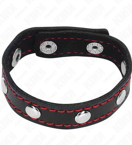 KINK - ANNEAU PÉNIS EN CUIR AVEC FERMETURE À PRESSION DOUBLURE ROUGE 21 X 1,5 CM by KINK RING POWER