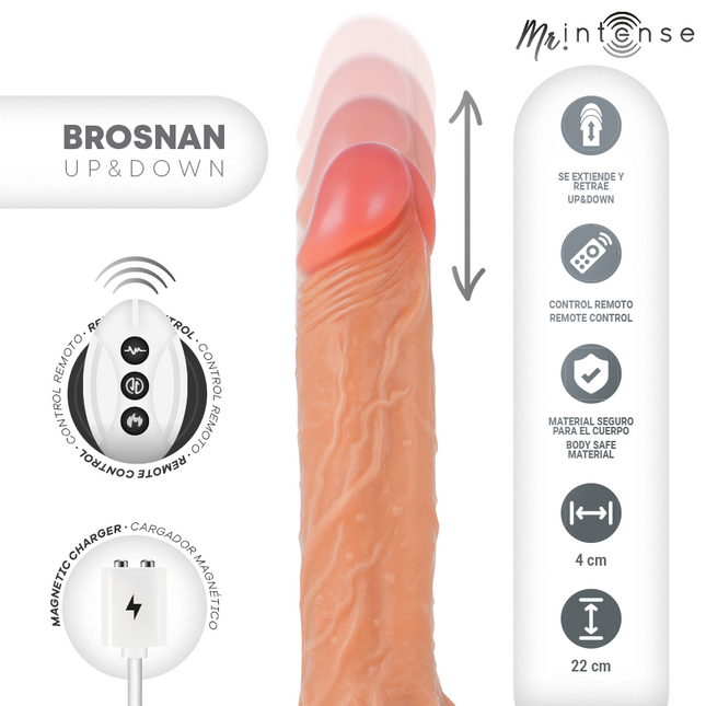 MR INTENSE - BROSNAN RÉALISTE MULTIFONCTIONNEL AVEC VIBRATION, TÉLÉCOMMANDE HAUT/BAS, 22 CM - OU - 4 CM by MR. INTENSE HIGH TECH