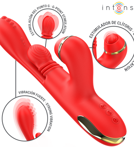 INTENSE - STIMULATEUR DE CLITORIS MULTIFONCTION KATY 4 TÊTES INTERCHANGEABLES ROUGE by INTENSE HIGH TECH