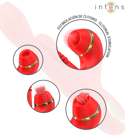 INTENSE - STIMULATEUR DE CLITORIS MULTIFONCTION KATY 4 TÊTES INTERCHANGEABLES ROUGE by INTENSE HIGH TECH