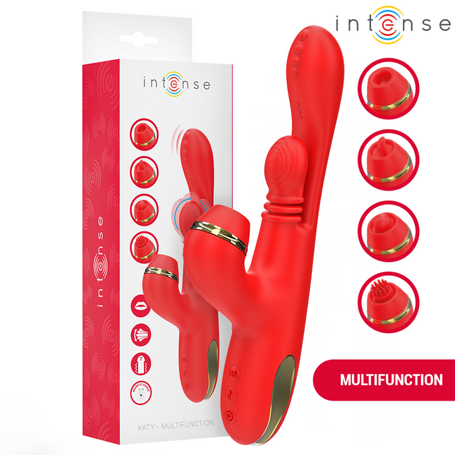 INTENSE - STIMULATEUR DE CLITORIS MULTIFONCTION KATY 4 TÊTES INTERCHANGEABLES ROUGE by INTENSE HIGH TECH