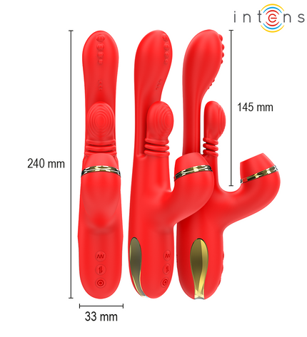 INTENSE - STIMULATEUR DE CLITORIS MULTIFONCTION KATY 4 TÊTES INTERCHANGEABLES ROUGE by INTENSE HIGH TECH