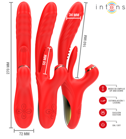 INTENSE - KAROL VIBRATEUR MULTIFONCTION POUSSÉE & STIMULATION & ONDES STIMULANTES ROUGE by INTENSE HIGH TECH