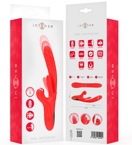 INTENSE - KAROL VIBRATEUR MULTIFONCTION POUSSÉE & STIMULATION & ONDES STIMULANTES ROUGE by INTENSE HIGH TECH