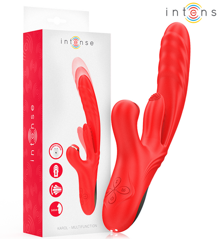 INTENSE - KAROL VIBRATEUR MULTIFONCTION POUSSÉE & STIMULATION & ONDES STIMULANTES ROUGE by INTENSE HIGH TECH
