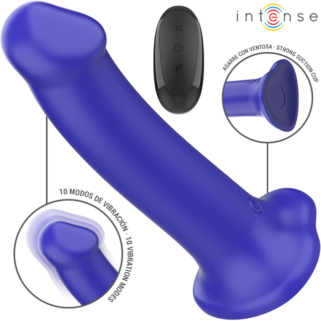 INTENSE - VICTORIA VIBRATEUR AVEC VENTOUSE 10 VIBRATIONS BLEU FONCÉ TÉLÉCOMMANDE by INTENSE REMOTE CONTROL