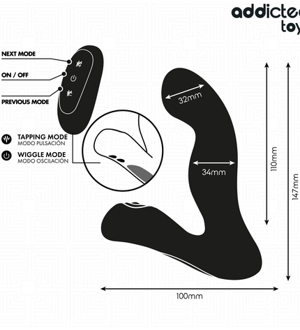 ADDICTED TOYS - MASSEUR DE PROSTATE OSCILLANT AVEC MODE PULSATION ET TÉLÉCOMMANDE by ADDICTED TOYS