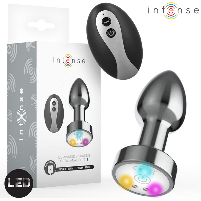 INTENSE - PLUG ANAL VIBRANT EN MÉTAL AVEC LUMIÈRES LED ET TÉLÉCOMMANDE - TAILLE S by INTENSE ANAL TOYS