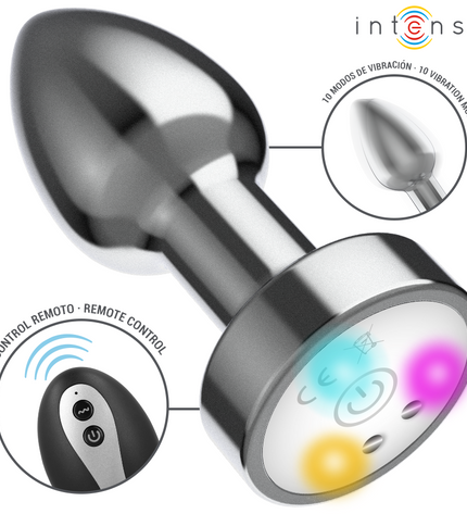 INTENSE - PLUG ANAL VIBRANT EN MÉTAL AVEC LUMIÈRES LED ET TÉLÉCOMMANDE - TAILLE S by INTENSE ANAL TOYS