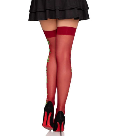 LEG AVENUE - BAS PORTE-JARRETELLES 1957 À FLEURS ROUGES - TAILLE UNIQUE by LEG AVENUE HOSIERY