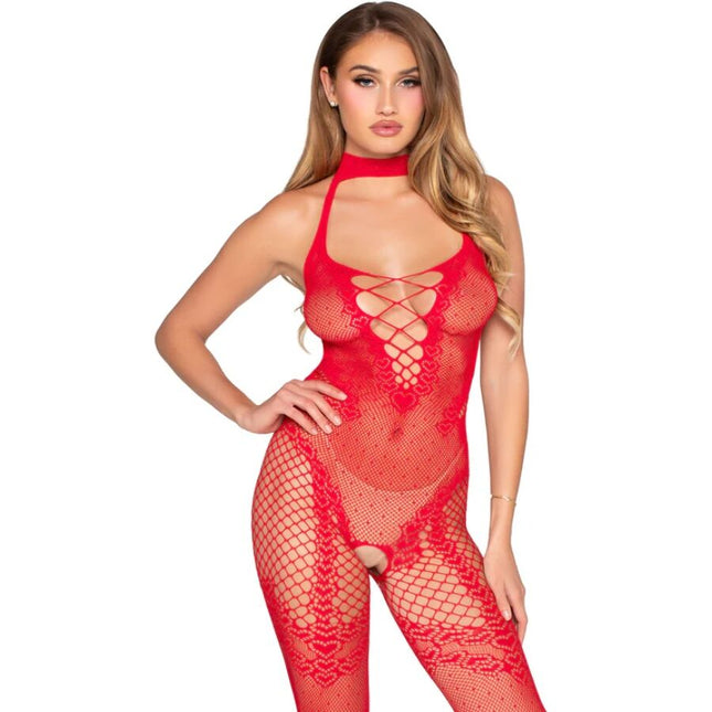 LEG AVENUE - 89336 BODYSTOCKING SANS FOURCHE ROUGE - TAILLE UNIQUE by LEG AVENUE BODYSTOCKINGS