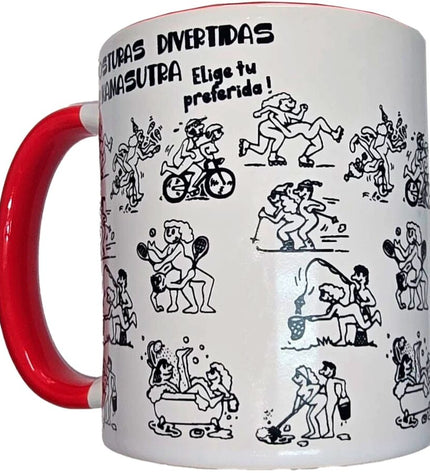 DIABLO PICANTE - TASSE BLANCHE POSITIONS KAMASUTRA AVEC ANSE ROUGE 370 ML by DIABLO PICANTE