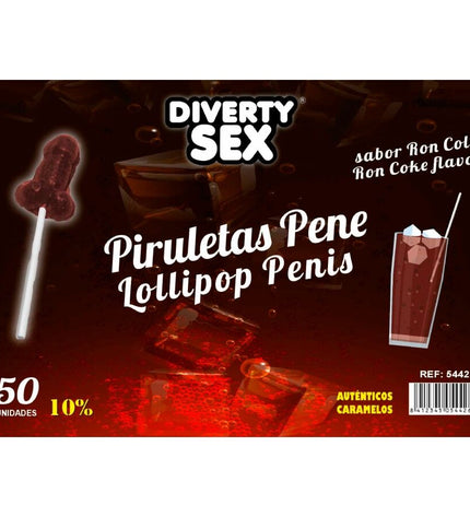 DIABLO GOLOSO - 50 SUCETTES PÉNIS SAVEUR RON COLA 10% ALCOOL by DIABLO GOLOSO