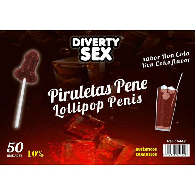 DIABLO GOLOSO - 50 SUCETTES PÉNIS SAVEUR RON COLA 10% ALCOOL by DIABLO GOLOSO