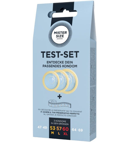 MISTER SIZE - KIT DE TEST : 3 PRÉSERVATIFS DE TAILLES DIFFÉRENTES + MÉLANGE À POINTS by MISTER SIZE