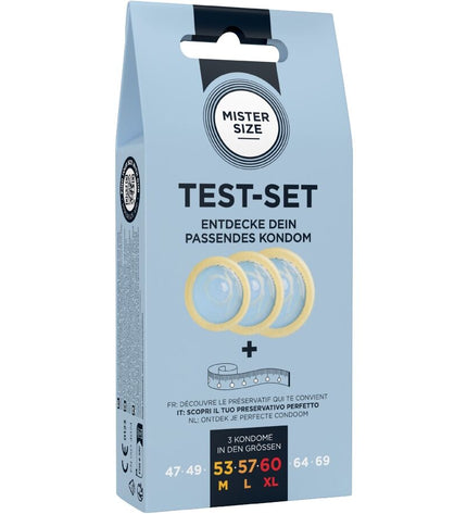 MISTER SIZE - KIT DE TEST : 3 PRÉSERVATIFS DE TAILLES DIFFÉRENTES + MÉLANGE À POINTS by MISTER SIZE
