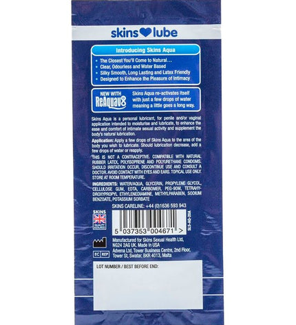 SKINS - AQUA LUBRIFIANT À BASE D'EAU DOSE UNIQUE 5 ML by SKINS