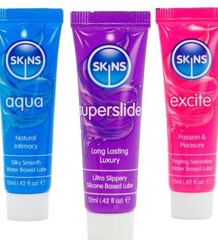 KIT DE LUBRIFIANTS VITAL POUR LA PEAU - AQUA, SUPERSLIDE ET EXCITE (3 x 12 ml) by SKINS