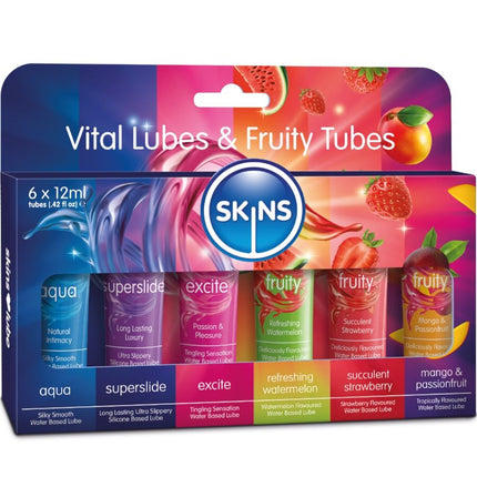 KIT DE LUBRIFIANTS VITAL & FRUITY POUR LA PEAU - 6 x 12 ML by SKINS