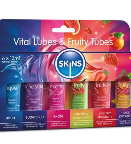 KIT DE LUBRIFIANTS VITAL & FRUITY POUR LA PEAU - 6 x 12 ML by SKINS