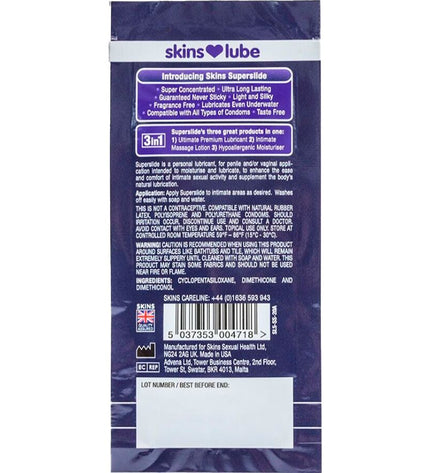 SKINS - SUPERSLIDE LUBRIFIANT À BASE DE SILICONE DOSE UNIQUE 5 ML by SKINS