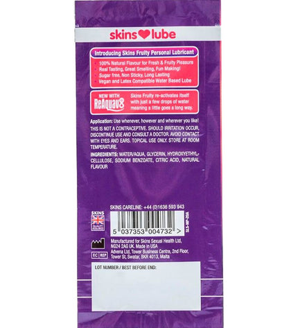SKINS - LUBRIFIANT FRUITÉ À BASE D'EAU MANGUE ET FRUIT DE LA PASSION DOSE UNIQUE 5 ML by SKINS