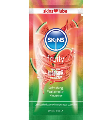 SKINS - LUBRIFIANT FRUITÉ À BASE D'EAU PARFUM PASTÈQUE DOSE UNIQUE 5 ML by SKINS