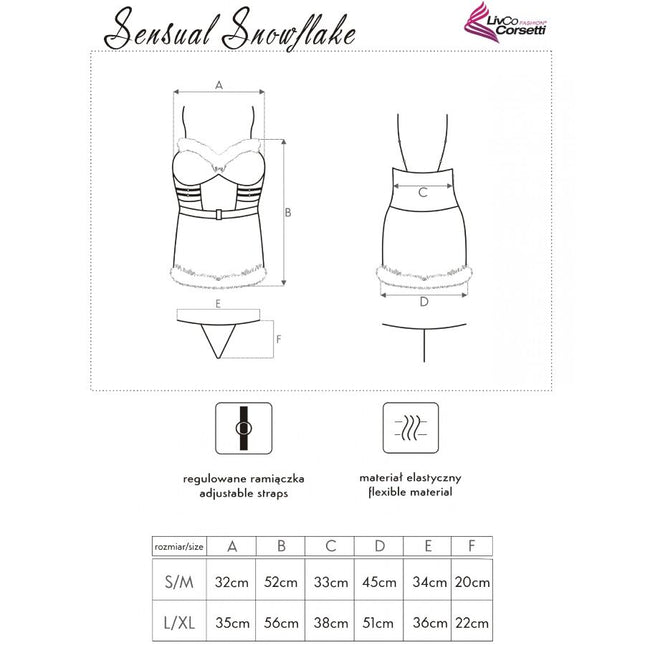 LIVCO CORSETTI FASHION - SENSUAL SNOWFLAKE LC 90603 CHEMISE DE NOËL + STRING + BANDEAU S/M by LIVCO CORSETTI SETS