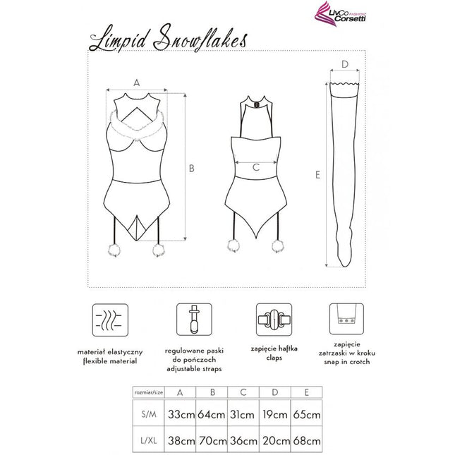 LIVCO CORSETTI FASHION - LIMPID SNOWFLAKES LC 90604 BODY + BAS + BANDEAU DE NOËL S/M by LIVCO CORSETTI SETS