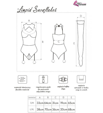 LIVCO CORSETTI FASHION - LIMPID SNOWFLAKES LC 90604 BODY + BAS + BANDEAU DE NOËL S/M by LIVCO CORSETTI SETS