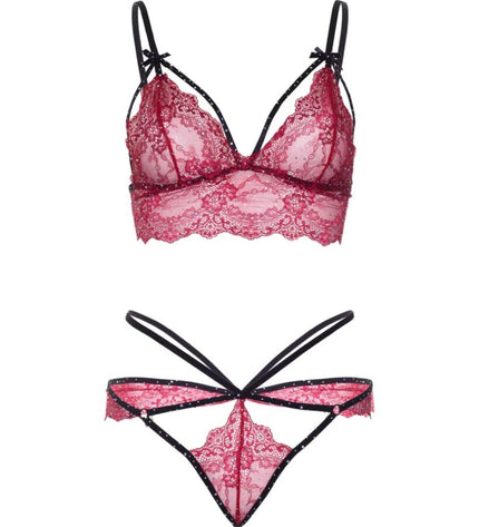 LEG AVENUE - 81623 ENSEMBLE SOUTIEN-GORGE + STRING BORDEAUX TAILLE S by LEG AVENUE SETS