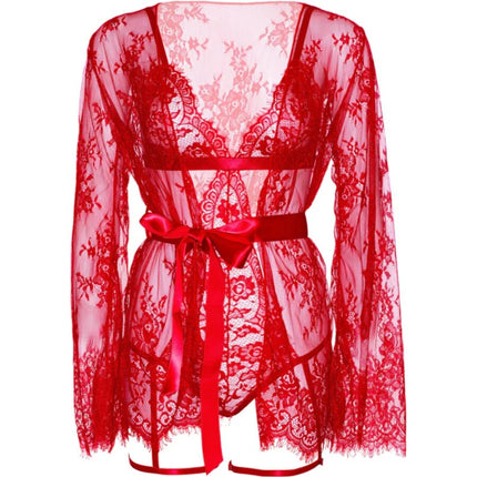 LEG AVENUE - 86123 ENSEMBLE PEIGNOIR ET PORTE-JARRETELLES ROUGE TAILLE S by LEG AVENUE SETS