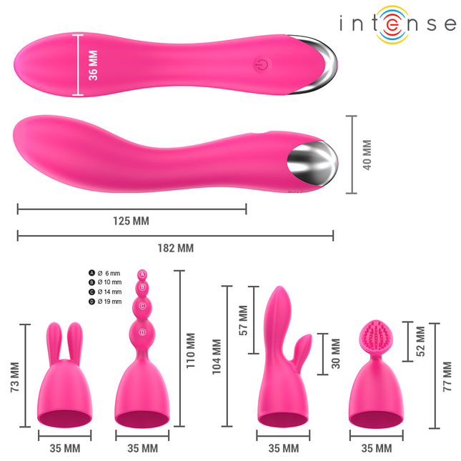 INTENSE - VIBRATEUR CHER AVEC 20 MODES DE MOUVEMENTS ET EMBOUTS INTERCHANGEABLES by INTENSE HIGH TECH