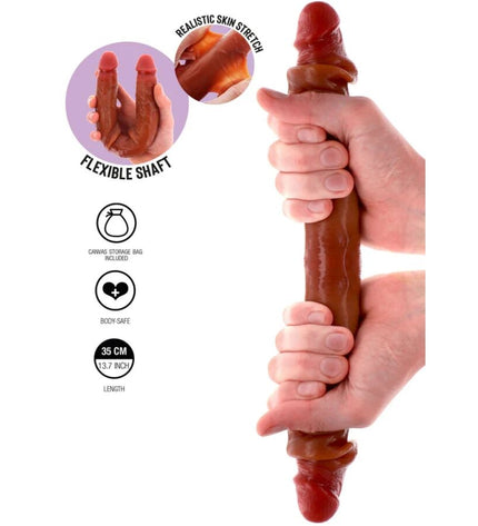 GET REAL - GODEMICHET EN SILICONE À DOUBLE EXTRÉMITÉ CARAMEL 35 CM by GET REAL