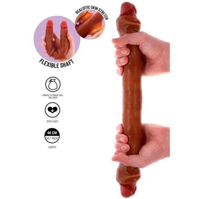 GET REAL - GODEMICHET EN SILICONE À DOUBLE EXTRÉMITÉ CARAMEL 46 CM by GET REAL