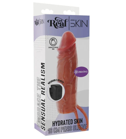 GET REAL - MANCHON PÉNIS VIBRANT EN SILICONE HYDRATANT CARAMEL 16 CM by GET REAL