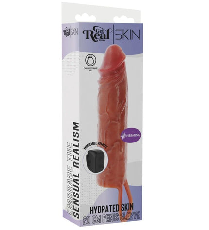 GET REAL - MANCHON PÉNIS VIBRANT EN SILICONE HYDRATANT CARAMEL 20 CM by GET REAL